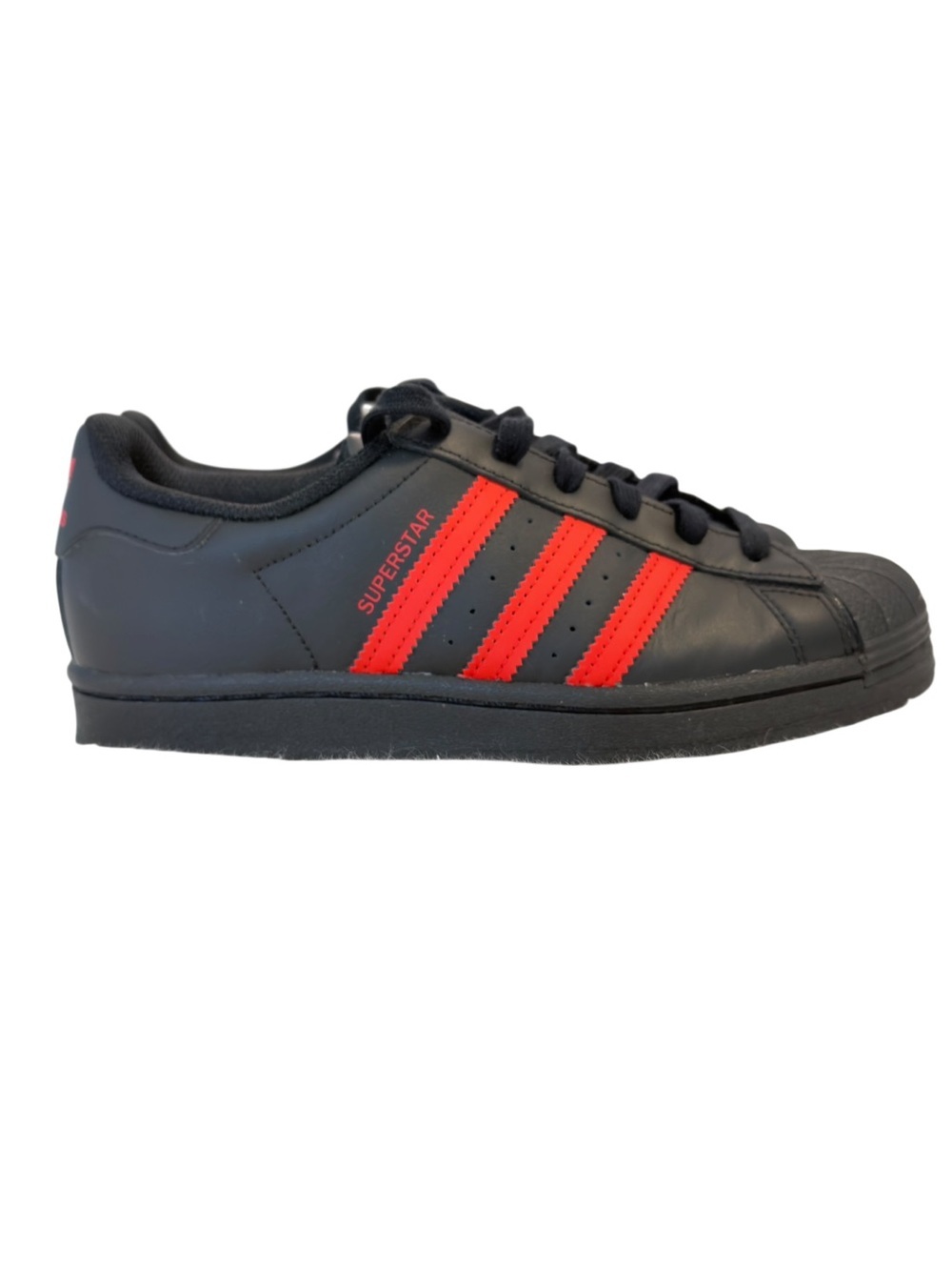 NWOT Adidas Superstar Core Black Vivid Red Sneakers Men Women Classic Size 5M/7W - Picture 2 of 7